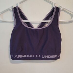 Under Armour Compression Sports Bra Small Purple Light Support Pullover Wireless